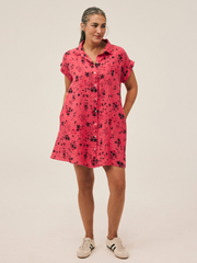 CUT LOOSE Spring Bloom Short Sleeve Shirt Dress - 4091147