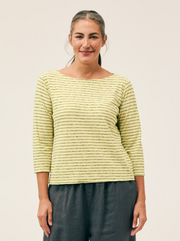 CUT LOOSE Black Narrow Stripe 3/4 Sleeve Boatneck Top - 2175060