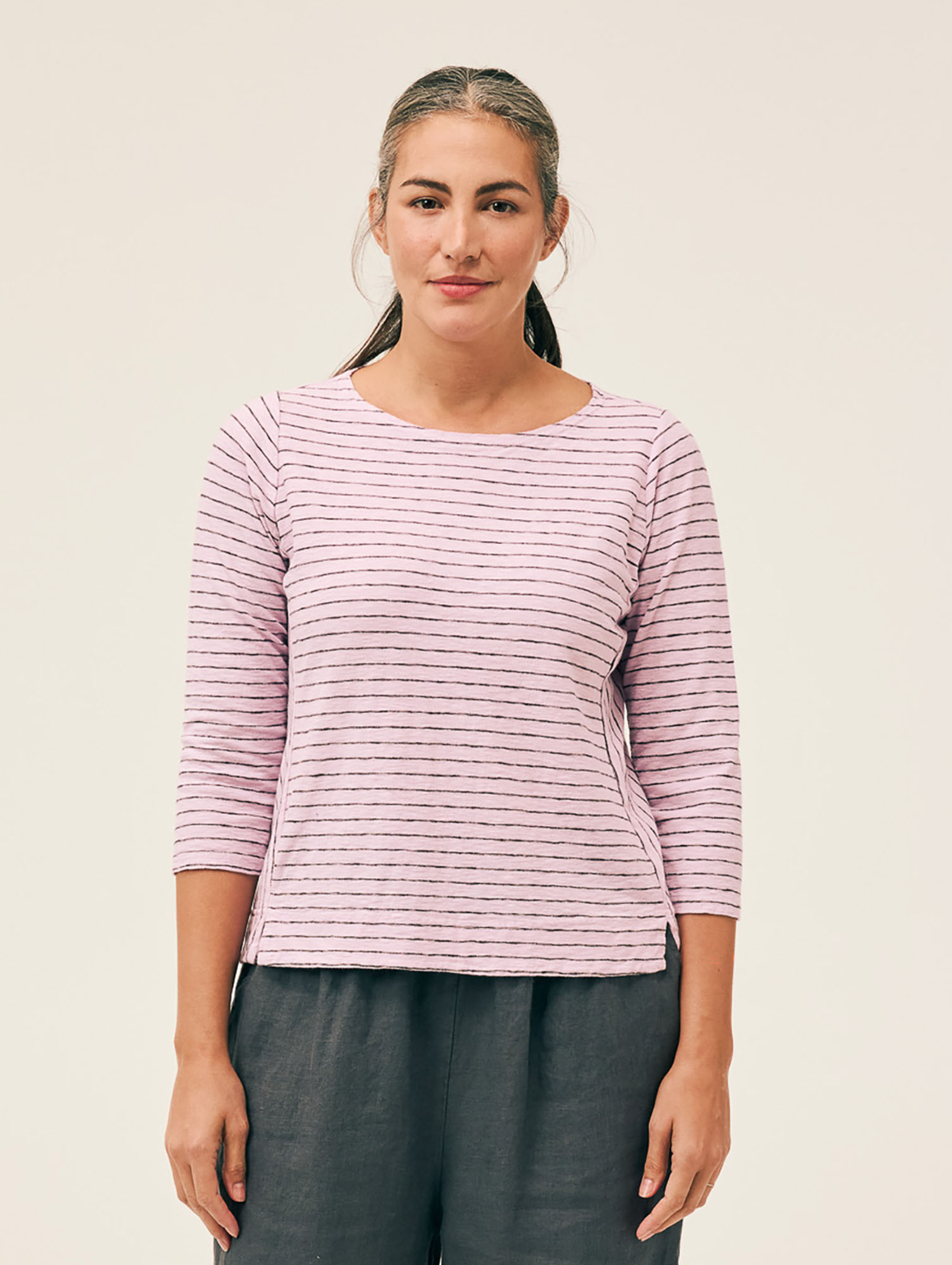 CUT LOOSE Black Narrow Stripe Side Panel Top - 2177874