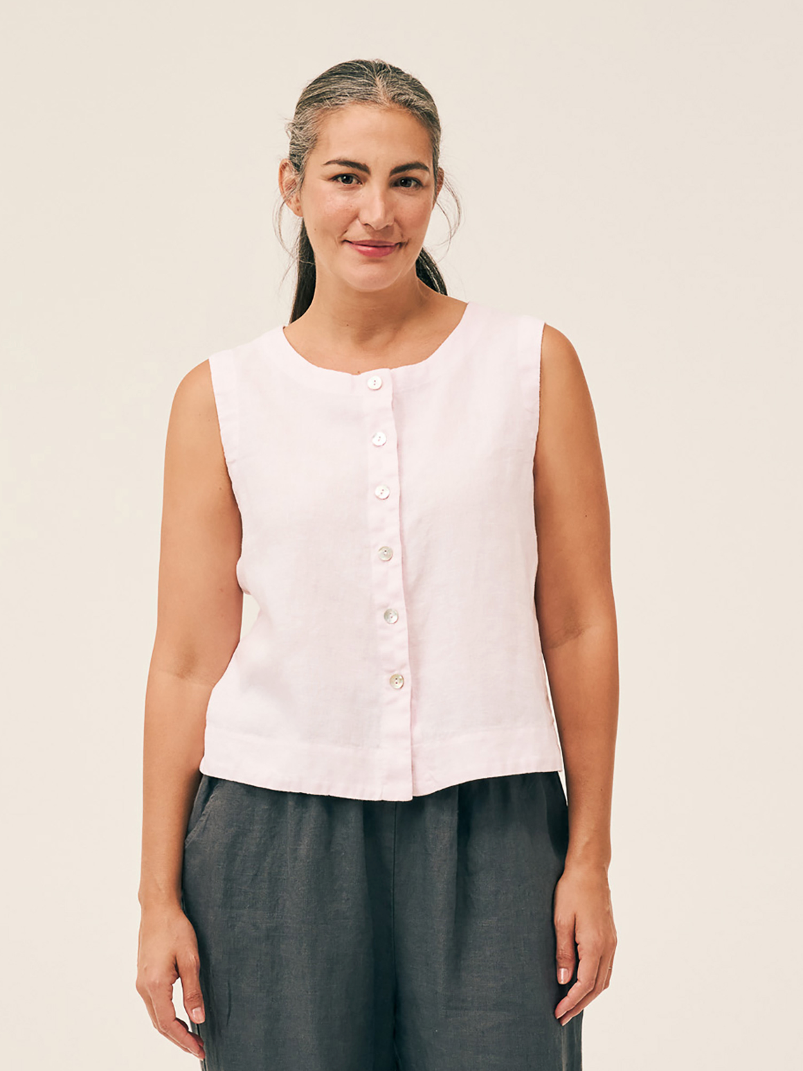 CUT LOOSE Solid Linen Vest - 4405873