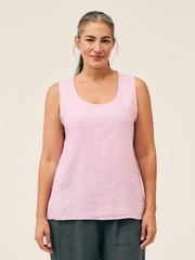 CUT LOOSE Solid Linen Easy Scoop Tank - 4405284