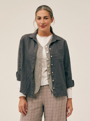 CUT LOOSE Solid Linen Long Sleeve Pocket Shirt - 4406837