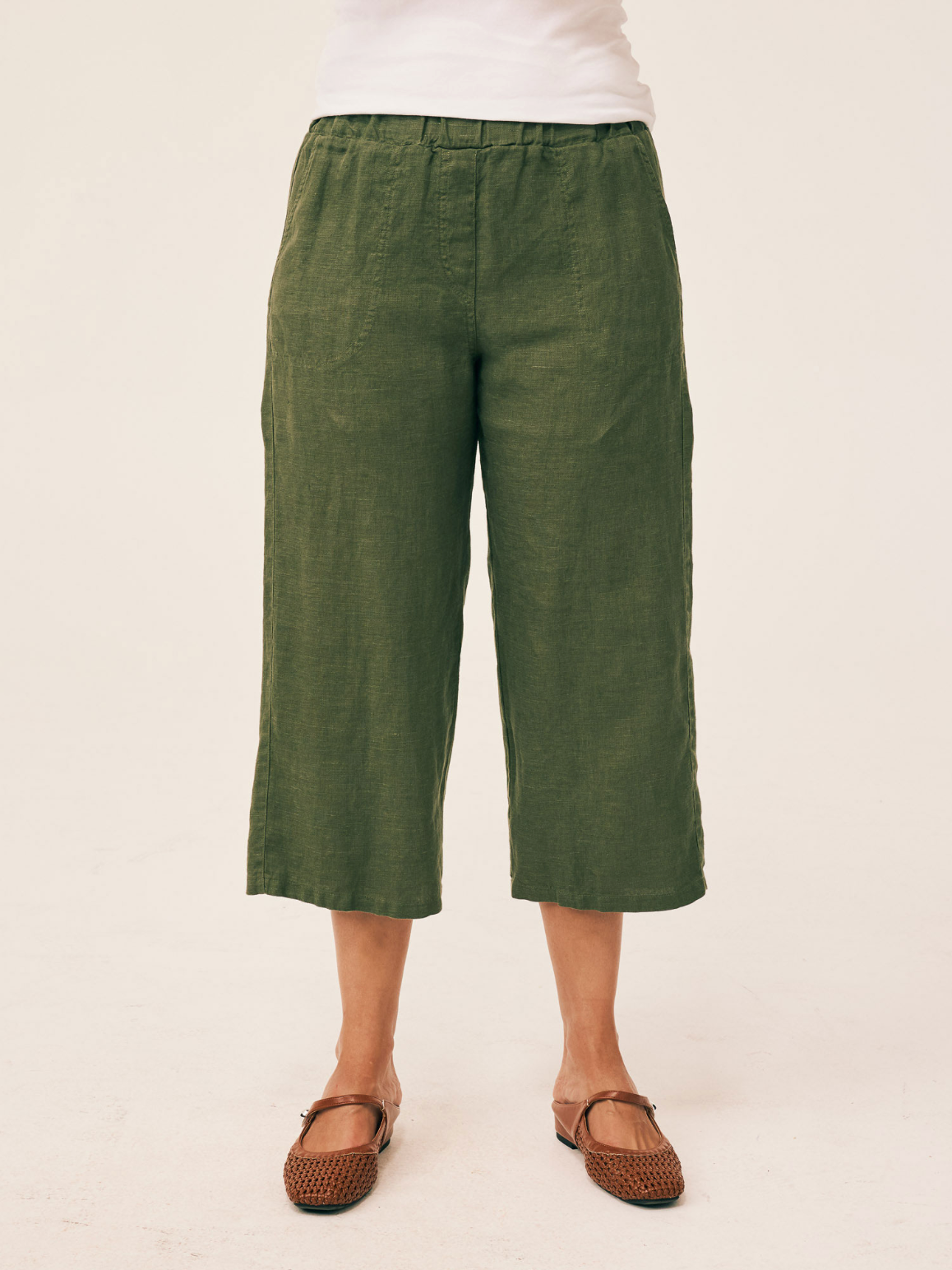 CUT LOOSE Solid Linen Easy Crop Pant - 4402349