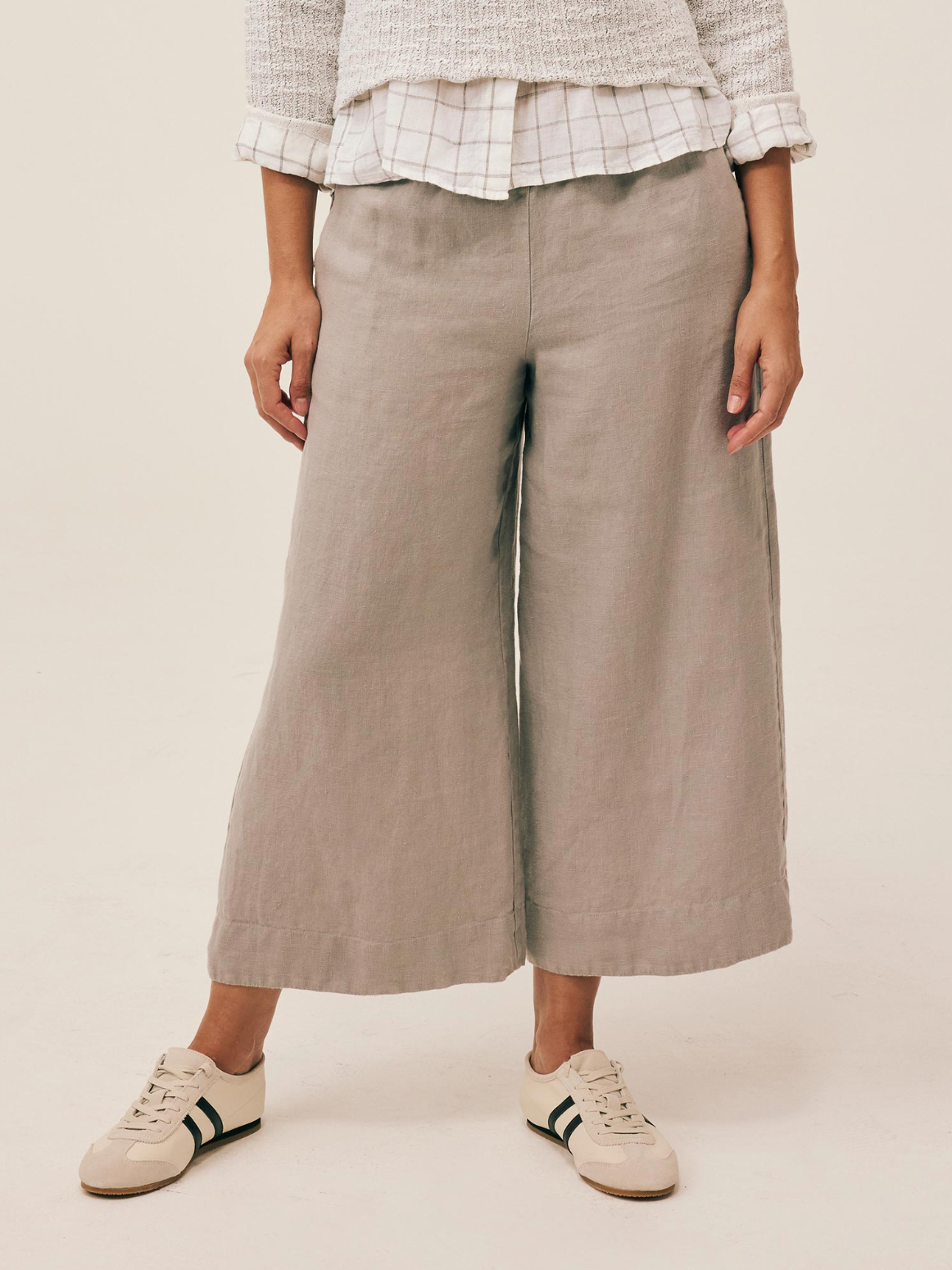 CUT LOOSE Solid Linen Crop Pant with Pockets - 4402259