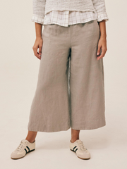 CUT LOOSE Solid Linen Crop Pant with Pockets - 4402259