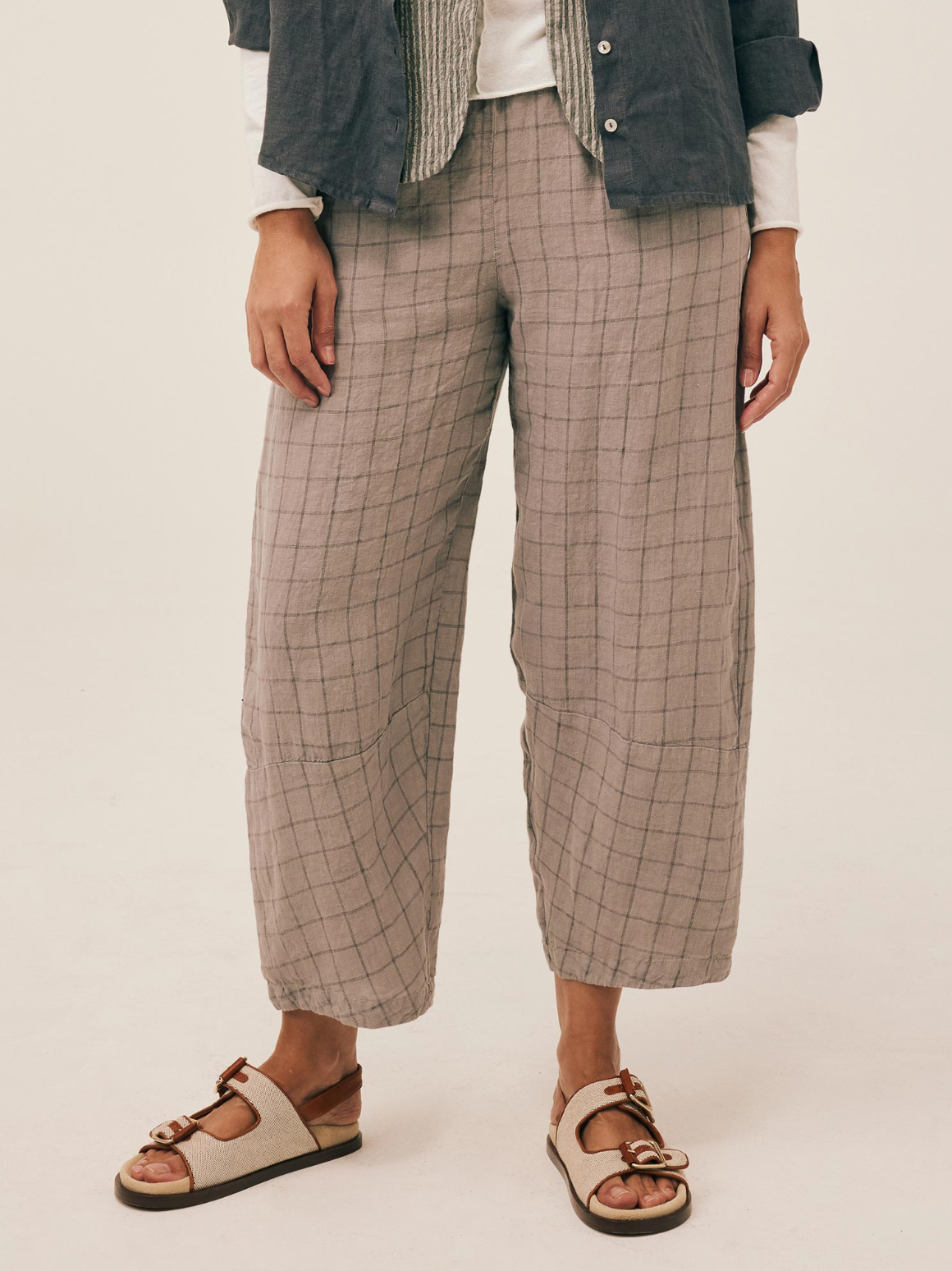 CUT LOOSE Windowpane Linen Lantern Pant - 4112388