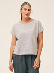 CUT LOOSE Crosshatch Short Sleeve Crop Top - 4196326