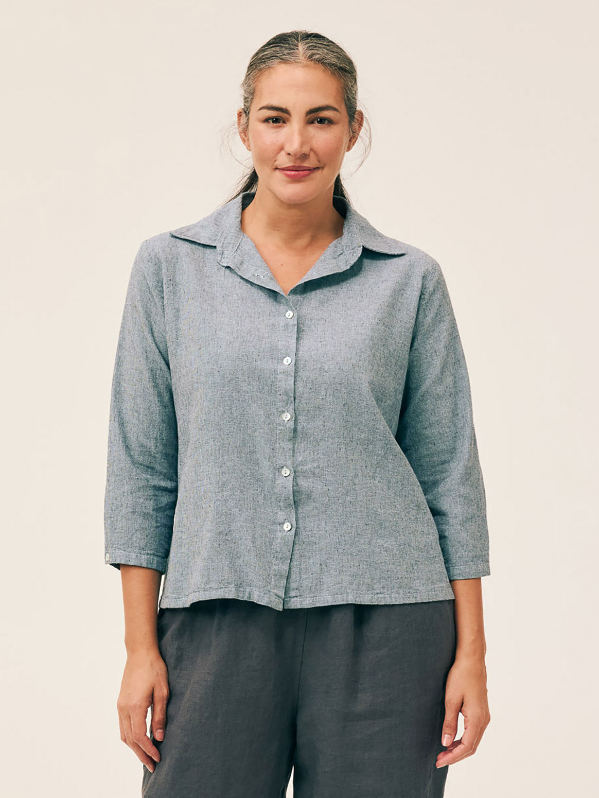 CUT LOOSE Crosshatch Hi-Low Crop Shirt - 4196644