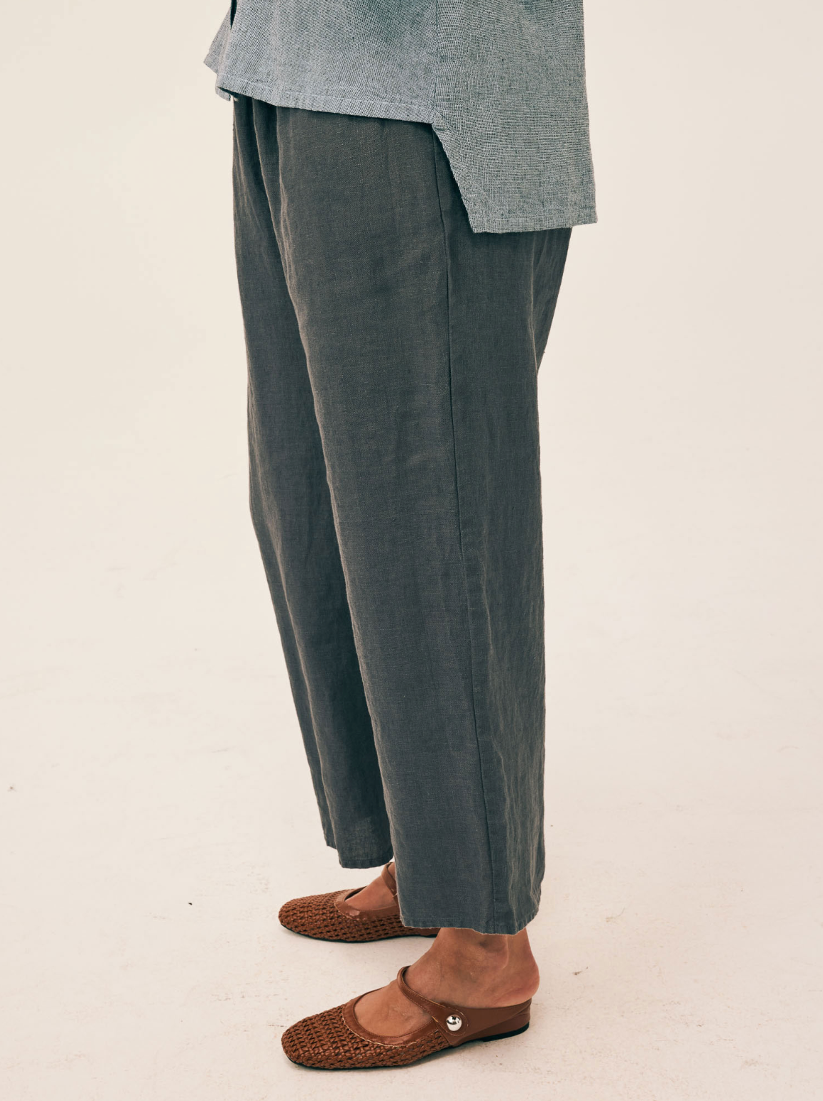 CUT LOOSE Crosshatch Hi-Low Crop Shirt - 4196644