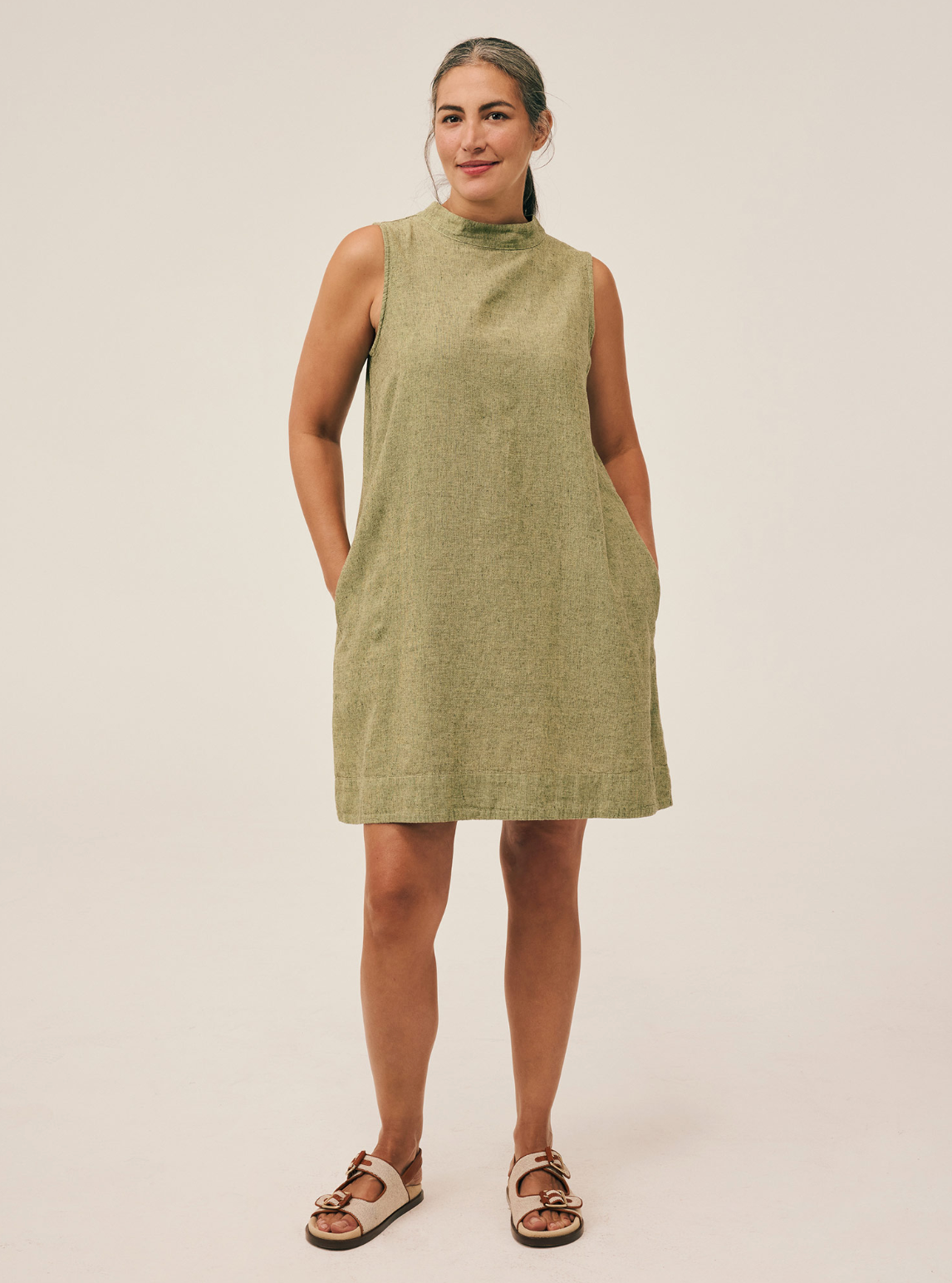 CUT LOOSE Crosshatch Mock Neck Shift Dress - 4190771
