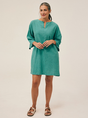 CUT LOOSE Crosshatch Split Neck Dress - 4191154
