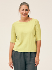 CUT LOOSE Linen Cotton Jersey Elbow Sleeve Tee - 5016181