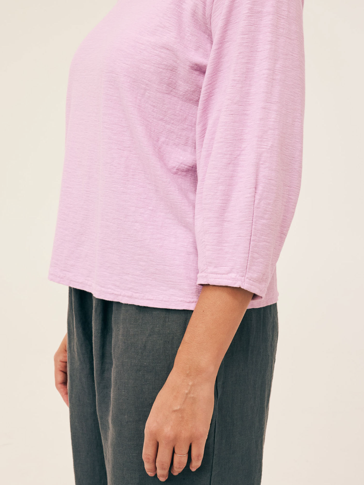 CUT LOOSE Linen Cotton Jersey Lantern Sleeve Top - 5016083