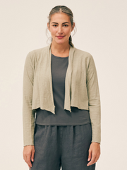 CUT LOOSE Linen Cotton Jersey Cropped Cardigan - 5017388