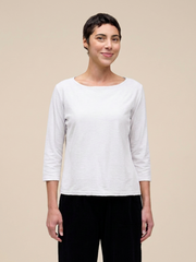 CUT LOOSE Linen Cotton Jersey 3/4 Sleeve Boatneck Tee - 5015060