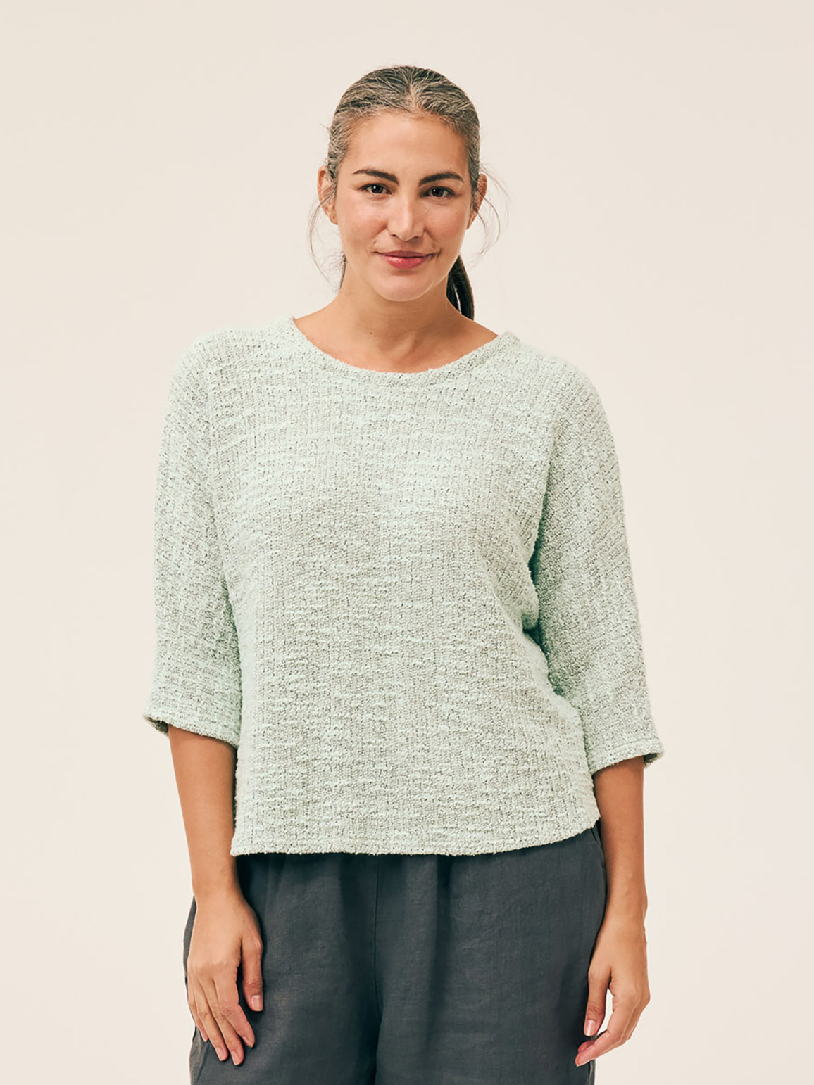 CUT LOOSE Texture Sweater Knit Dolman Crop Top - 6376430