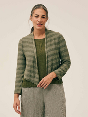 CUT LOOSE Wide Stripe Sweater Knit Cropped Cardigan - 6407388