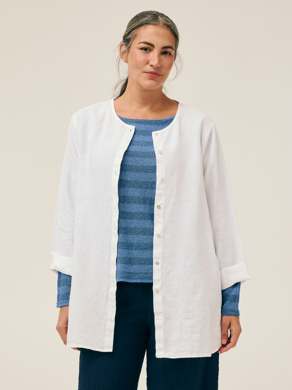 CUT LOOSE Wide Stripe Sweater Knit One-Size Pocket Pullover - 6407625
