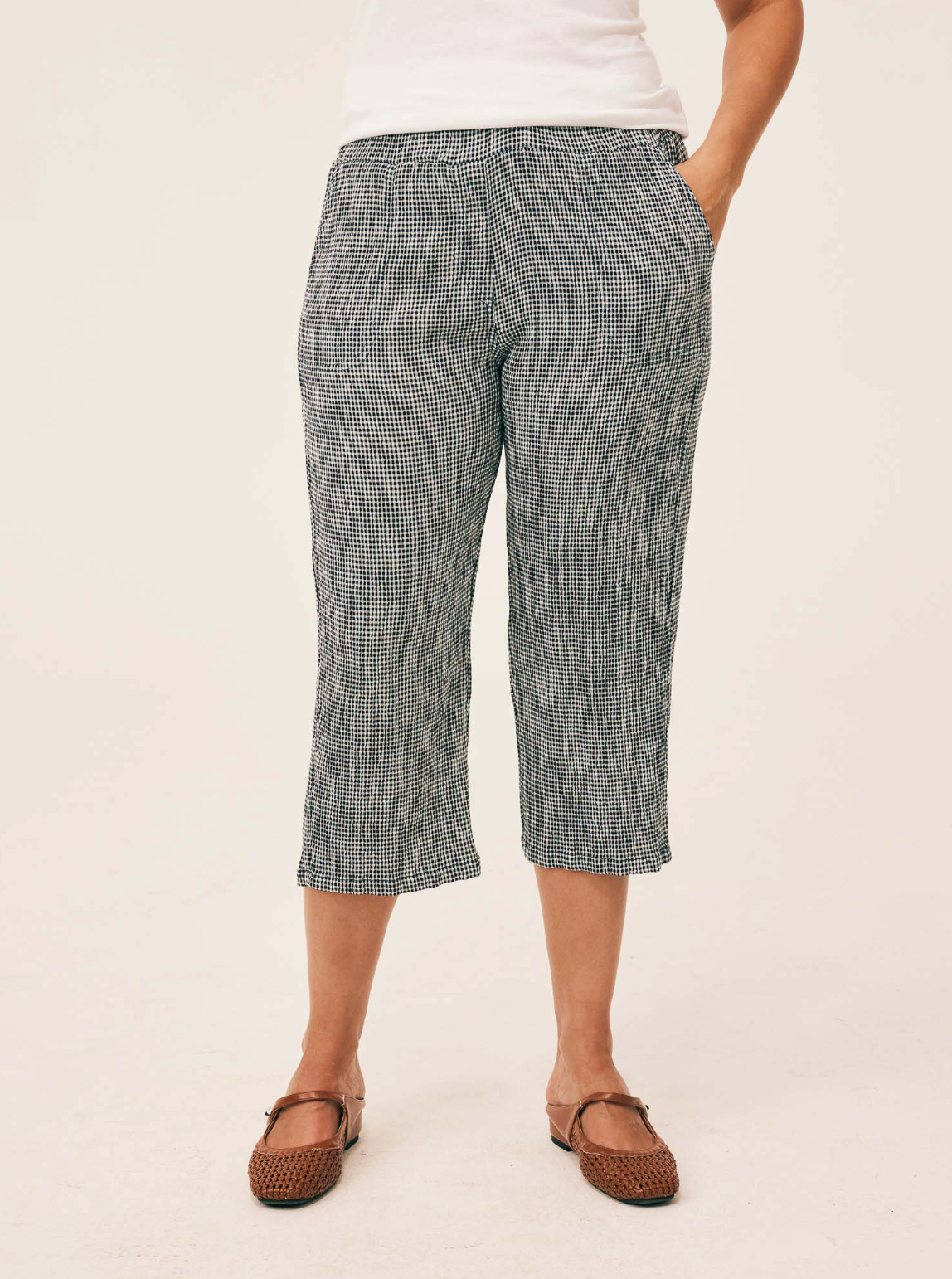 CUT LOOSE Crinkle Check Easy Crop Pant - 6122349