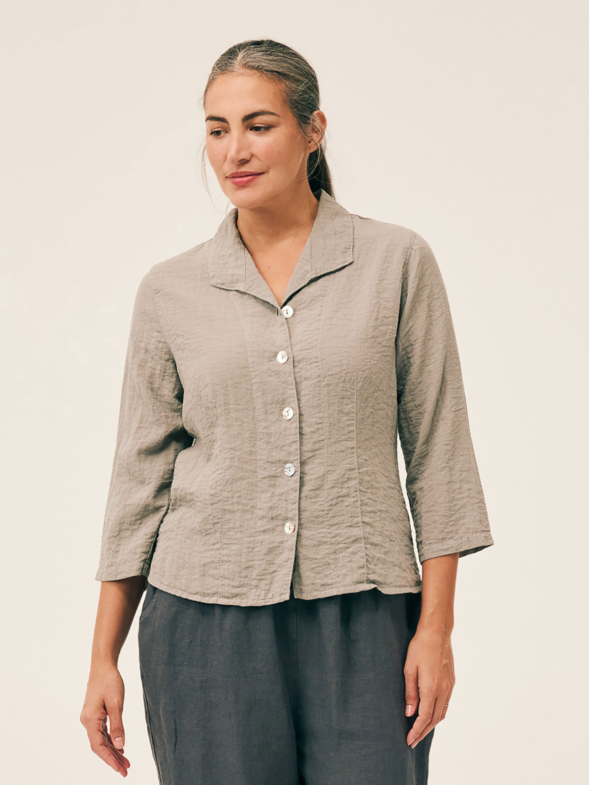 CUT LOOSE Textured Rayon 3/4 Sleeve Shirt - 6387380