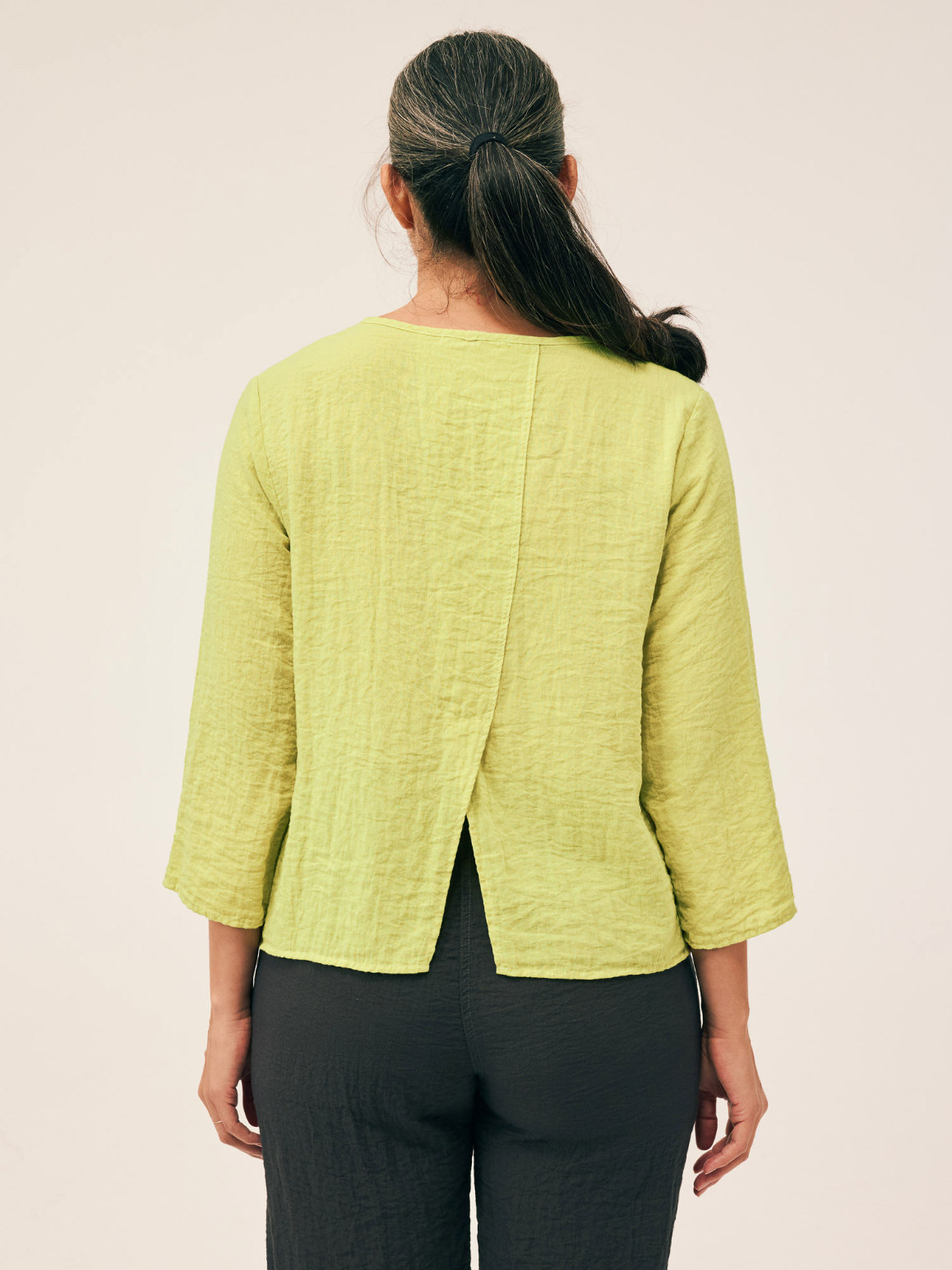 CUT LOOSE Textured Rayon 3/4 Split Back Top - 6387965
