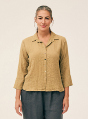 CUT LOOSE Textured Rayon Crop Easy Shirt - 6386986