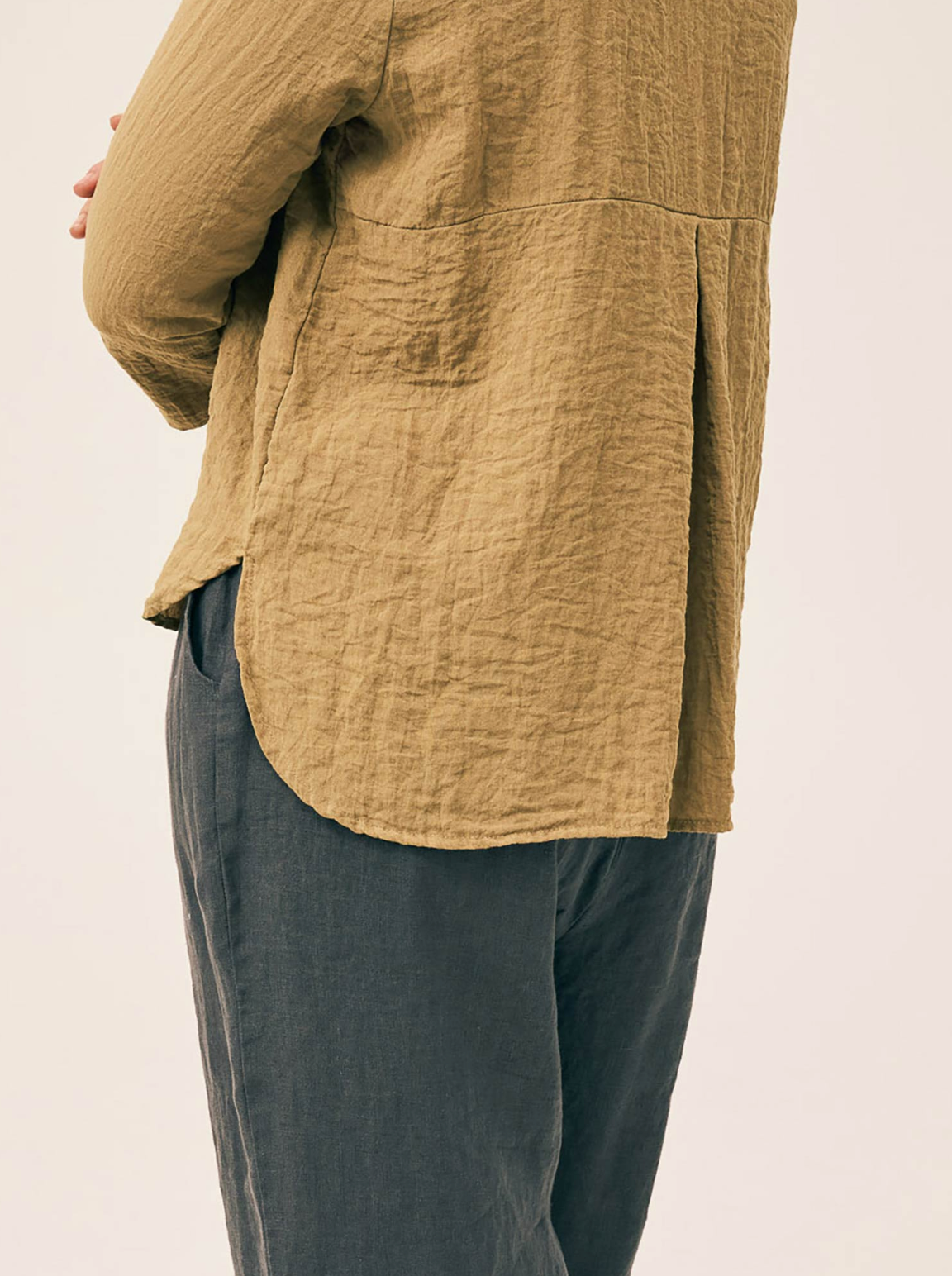 CUT LOOSE Textured Rayon Crop Easy Shirt - 6386986