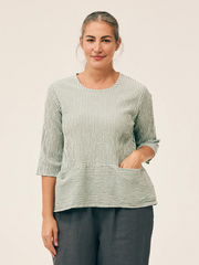 CUT LOOSE Grey Stripe Crinkle Pocket Pullover - 0647943