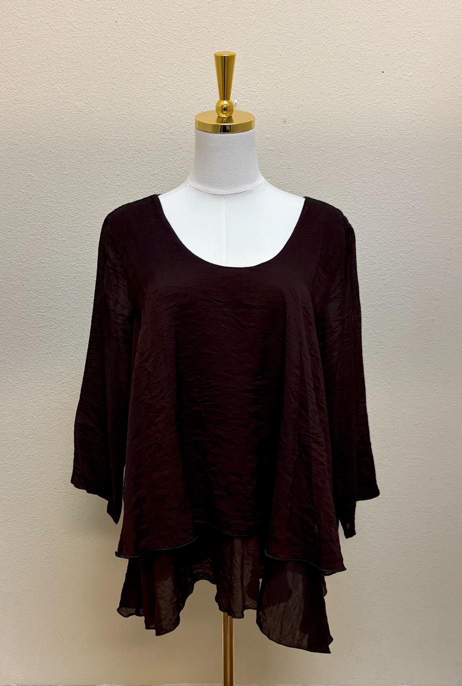 Color Me Cotton CMC Two Tier Ruffle Top - C-9999 - DARK CHOCOLATE