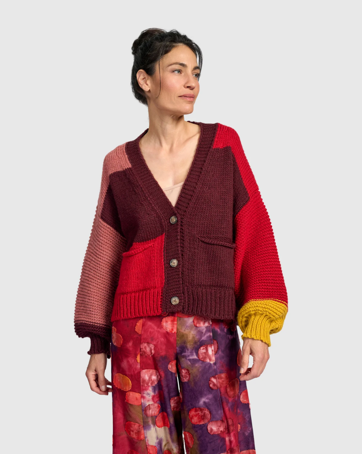 ALEMBIKA Carnival Chunky Cardigan - AS945R - RUBY