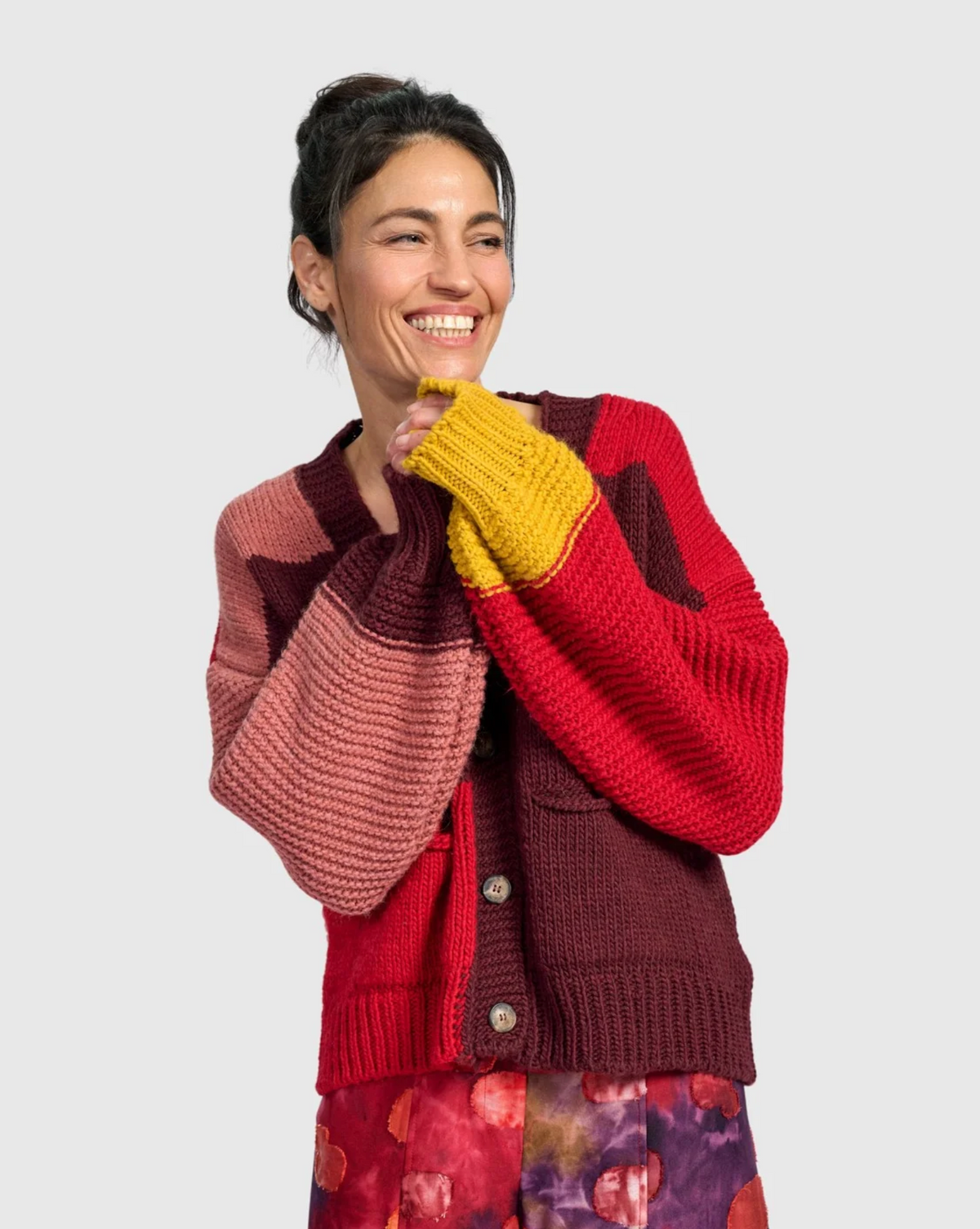 ALEMBIKA Carnival Chunky Cardigan - AS945R - RUBY