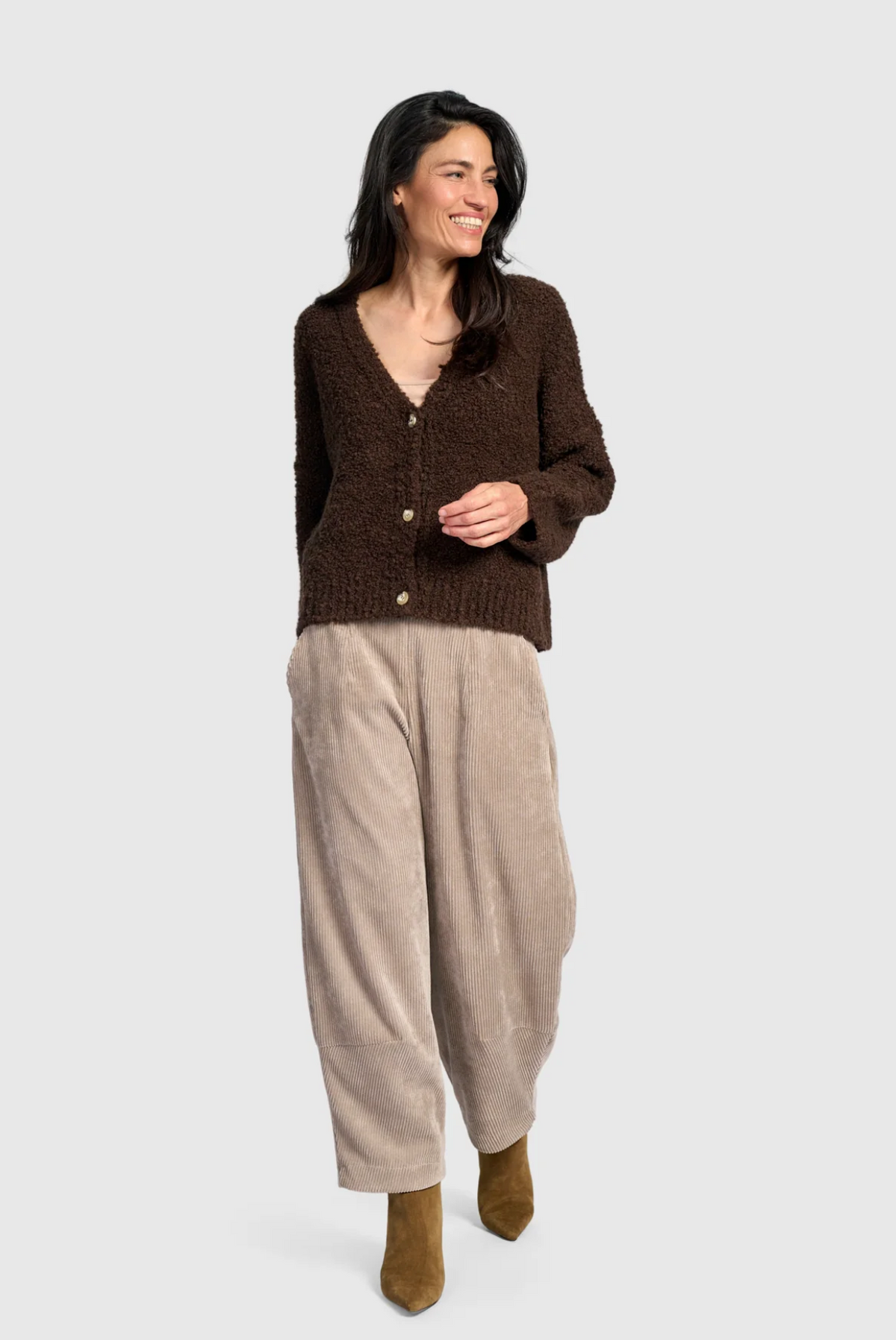ALEMBIKA Teddy Boucle Cardigan - AS951B - BROWN