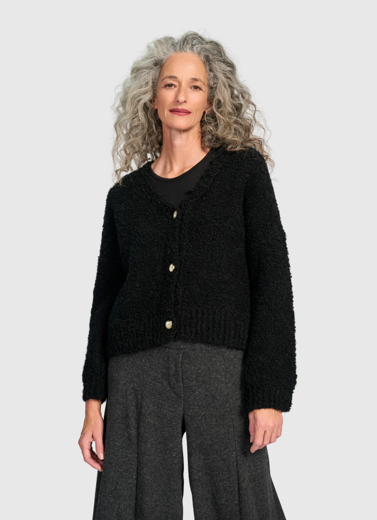 ALEMBIKA Teddy Boucle Cardigan - AS951I - INK