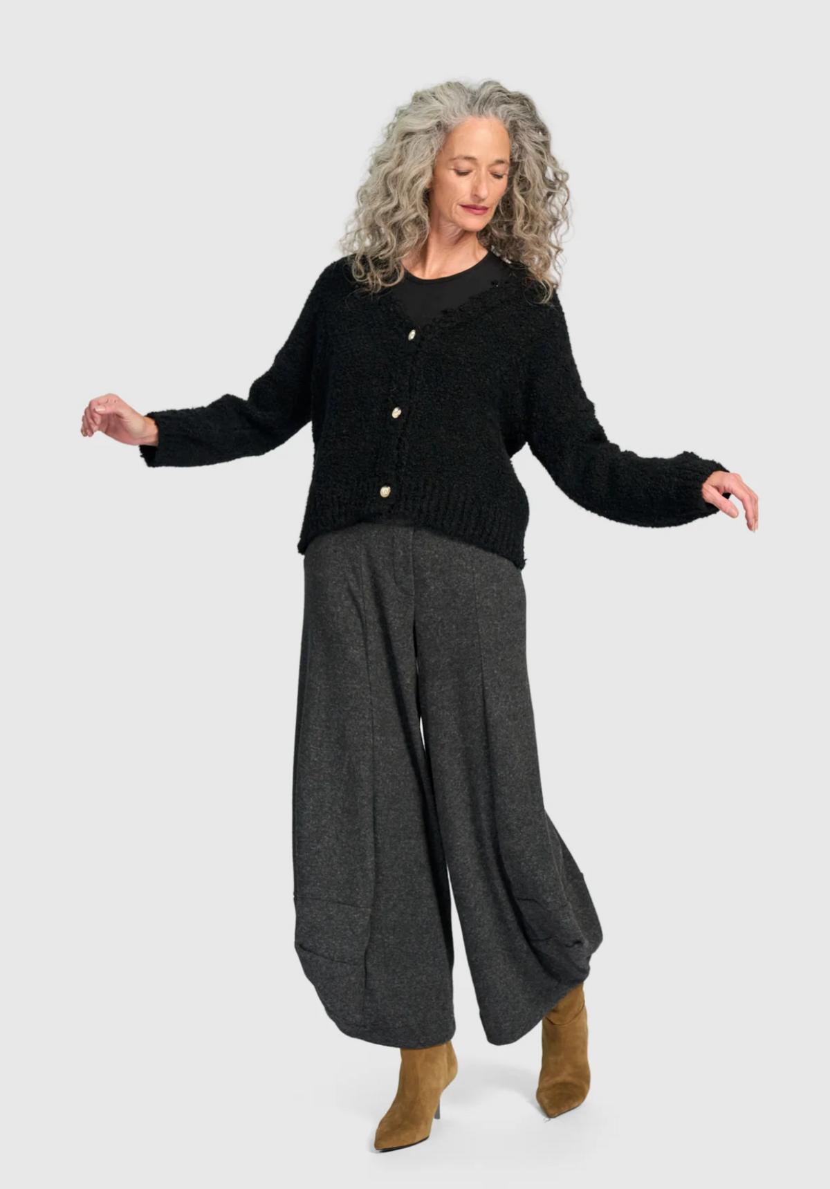 ALEMBIKA Teddy Boucle Cardigan - AS951I - INK