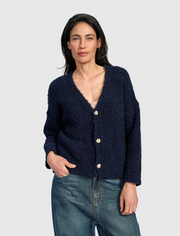 ALEMBIKA Teddy Boucle Cardigan - AS951M - MIDNIGHT