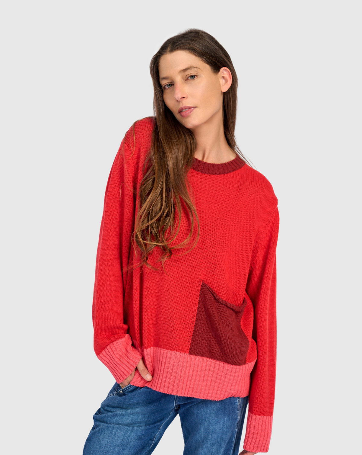 ALEMBIKA Patch Pocket Sweater - AS54R - RED
