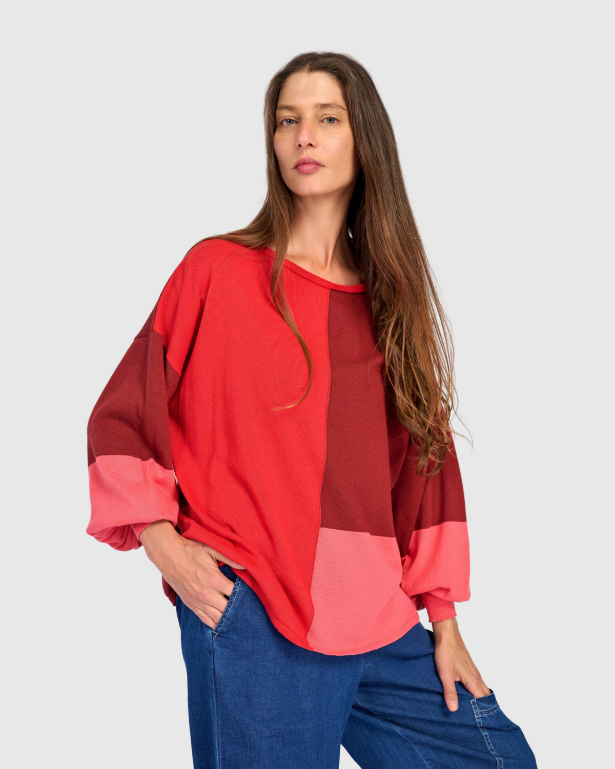 ALEMBIKA Figgy Puff Sleeve Sweater - AS55C - CORAL