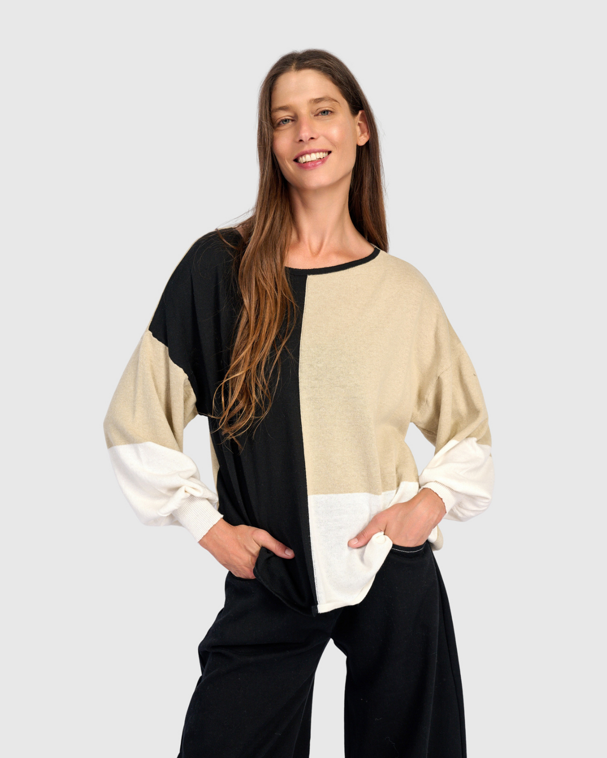ALEMBIKA Figgy Puff Sleeve Sweater - AS55S - STONE