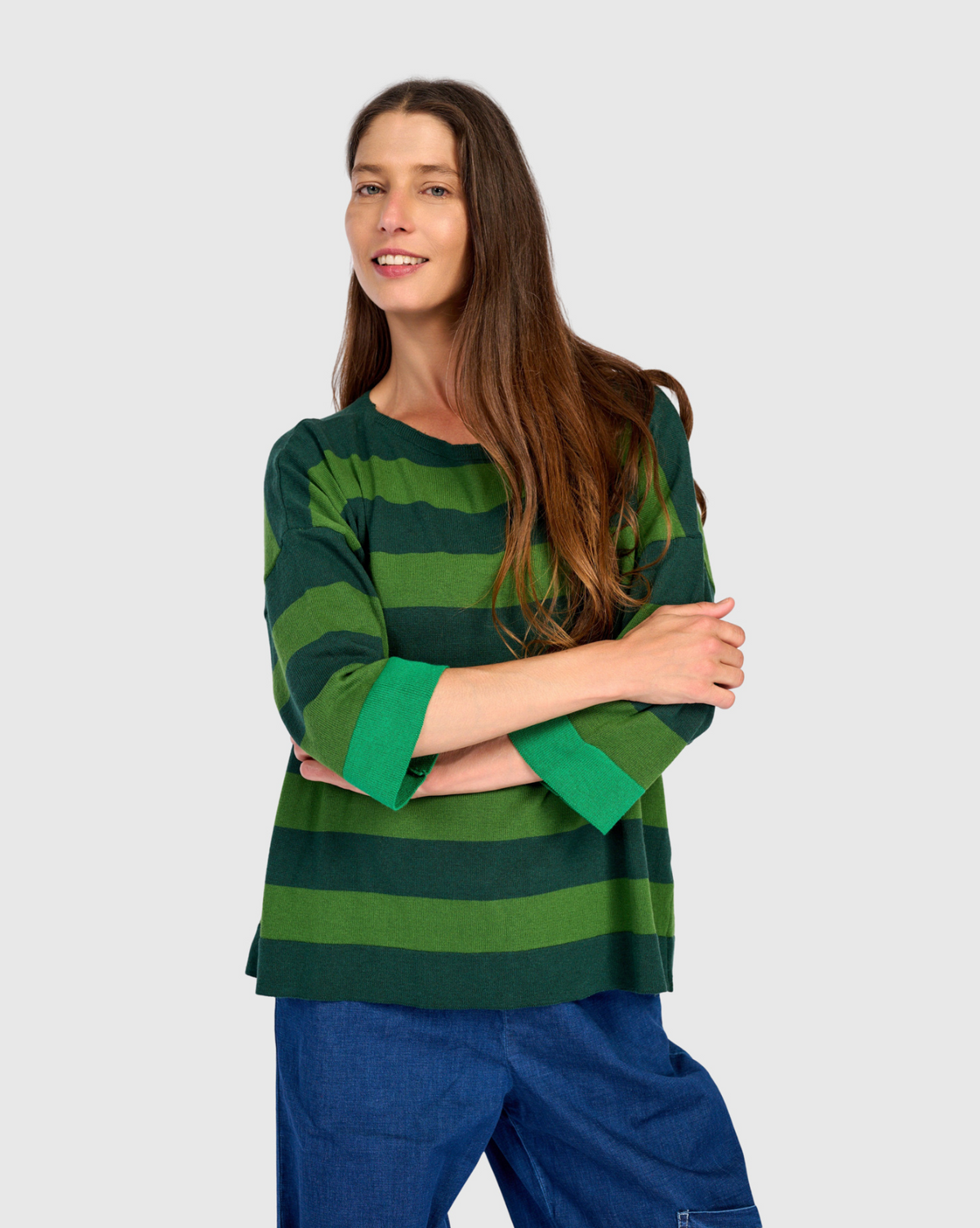 ALEMBIKA Cozy Stripe Sweater - AS59G - GREEN
