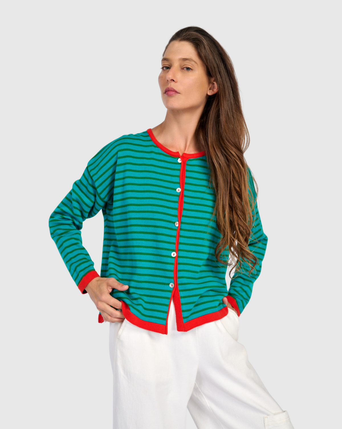 ALEMBIKA Thimble Trimmed Cardigan - AS61G - GREEN