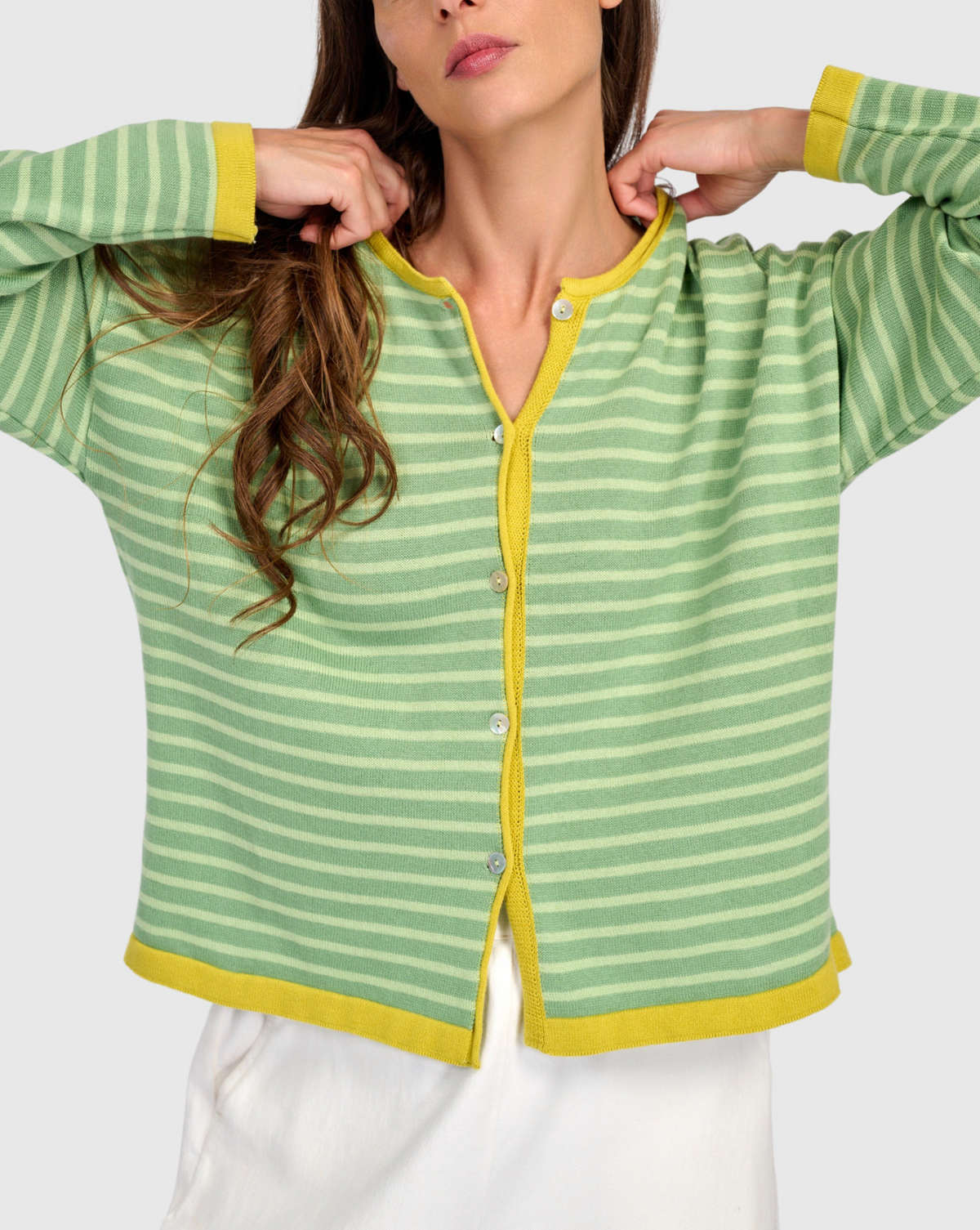 ALEMBIKA Thimble Trimmed Cardigan - AS61L - LIME