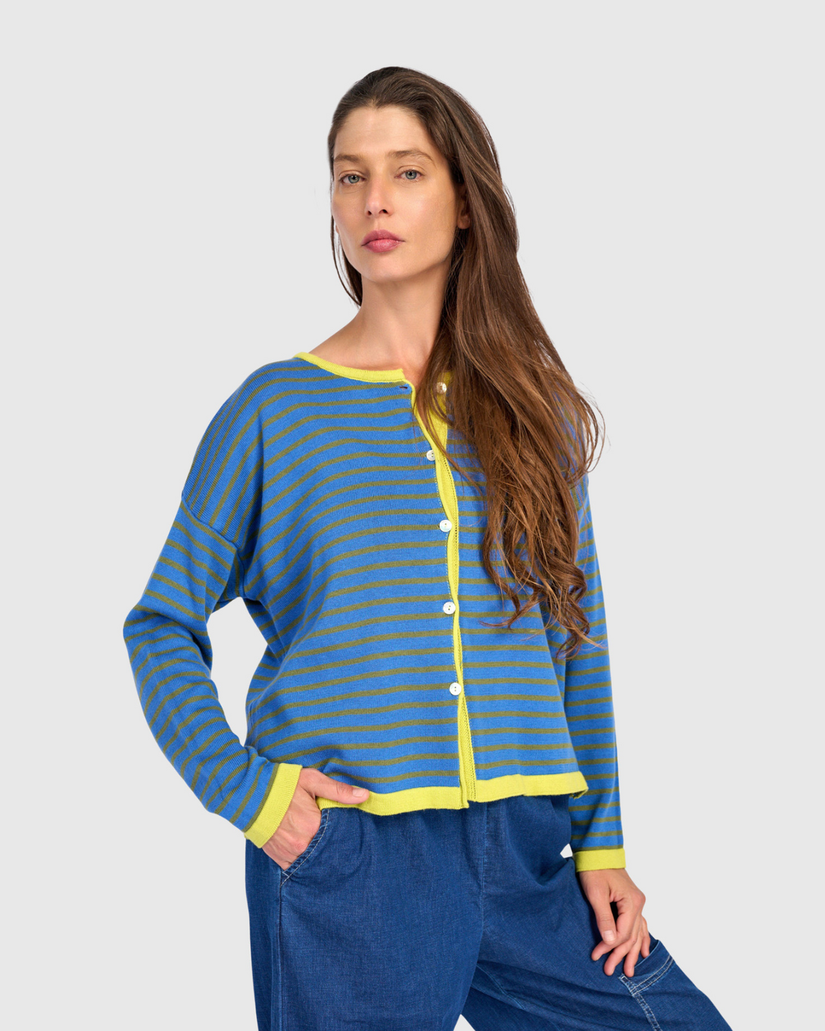 ALEMBIKA Thimble Trimmed Cardigan - AS61I - INDIGO