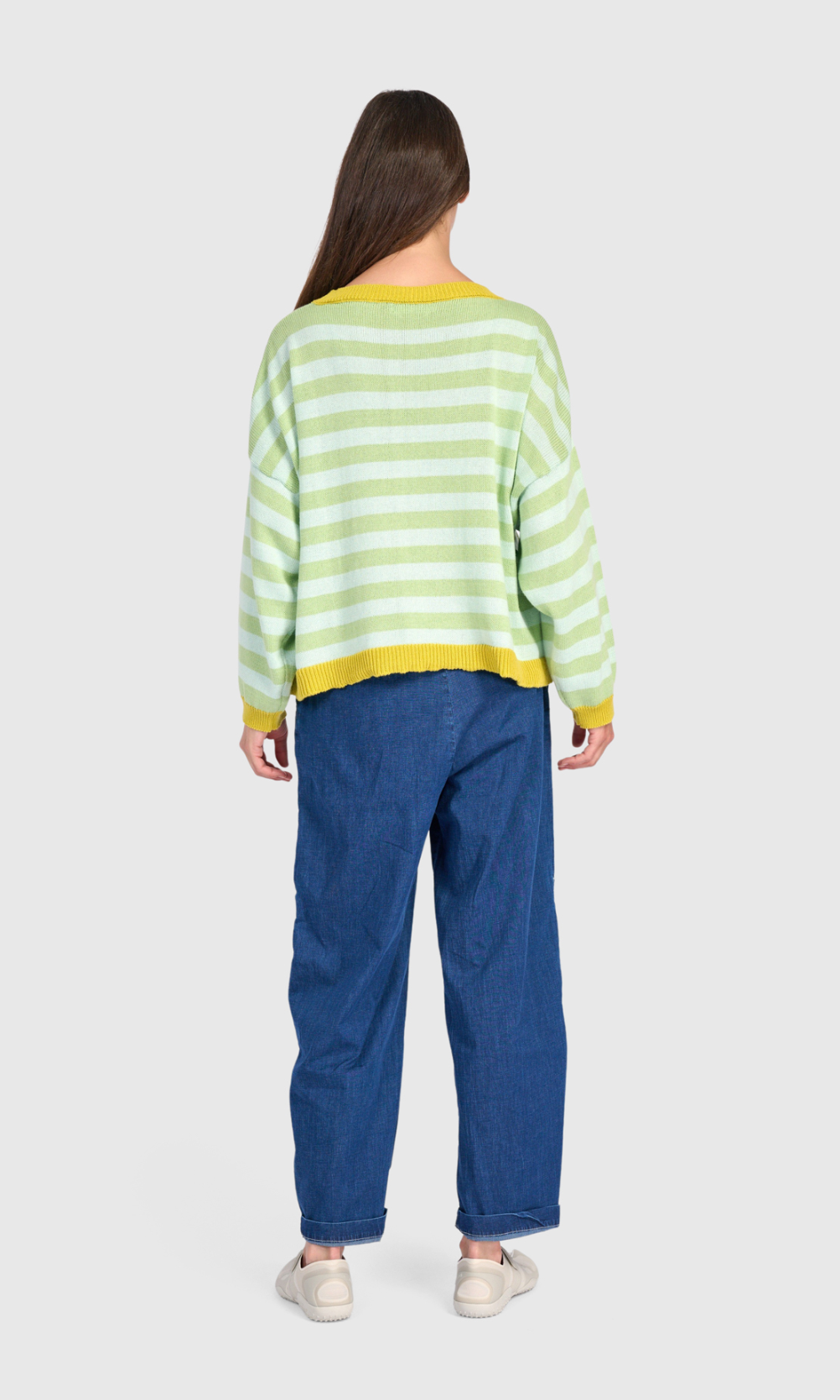 ALEMBIKA Comfortable Stripe Sweater - AS62P - PISTACHIO