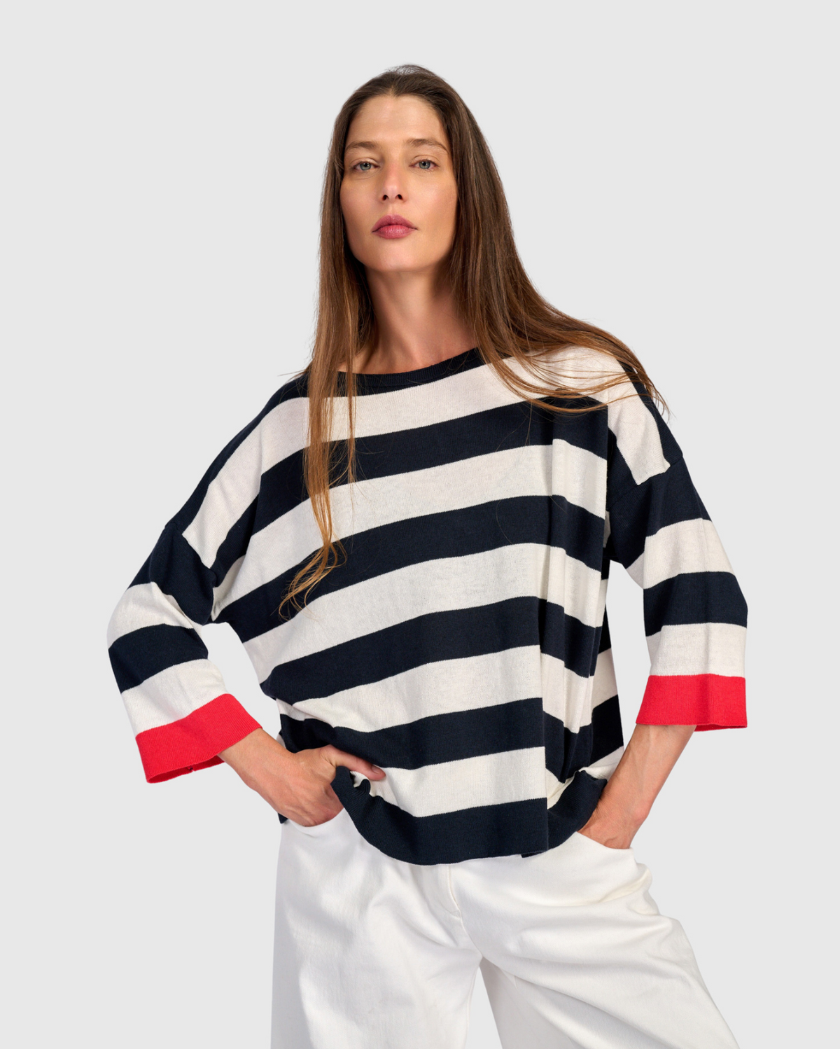 ALEMBIKA Jetty Striped Sweater - AS67R - RED