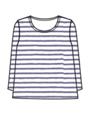 CUT LOOSE Blue Stripe 3/4 Split Back Top - 5877965