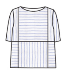 CUT LOOSE Blue Linen Stripe Seamed Boxy Top - 4616201