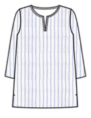 CUT LOOSE Blue Linen Stripe Split Neck Tunic - 4616921