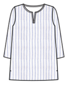 CUT LOOSE Blue Linen Stripe Split Neck Tunic - 4616921