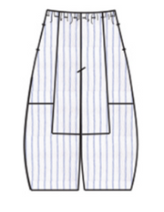 CUT LOOSE Blue Linen Stripe Balloon Crop Pant - 4612271