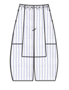 CUT LOOSE Blue Linen Stripe Balloon Crop Pant - 4612271